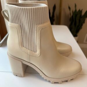 Mix No. 6 Cream Heeled Ankle Boots